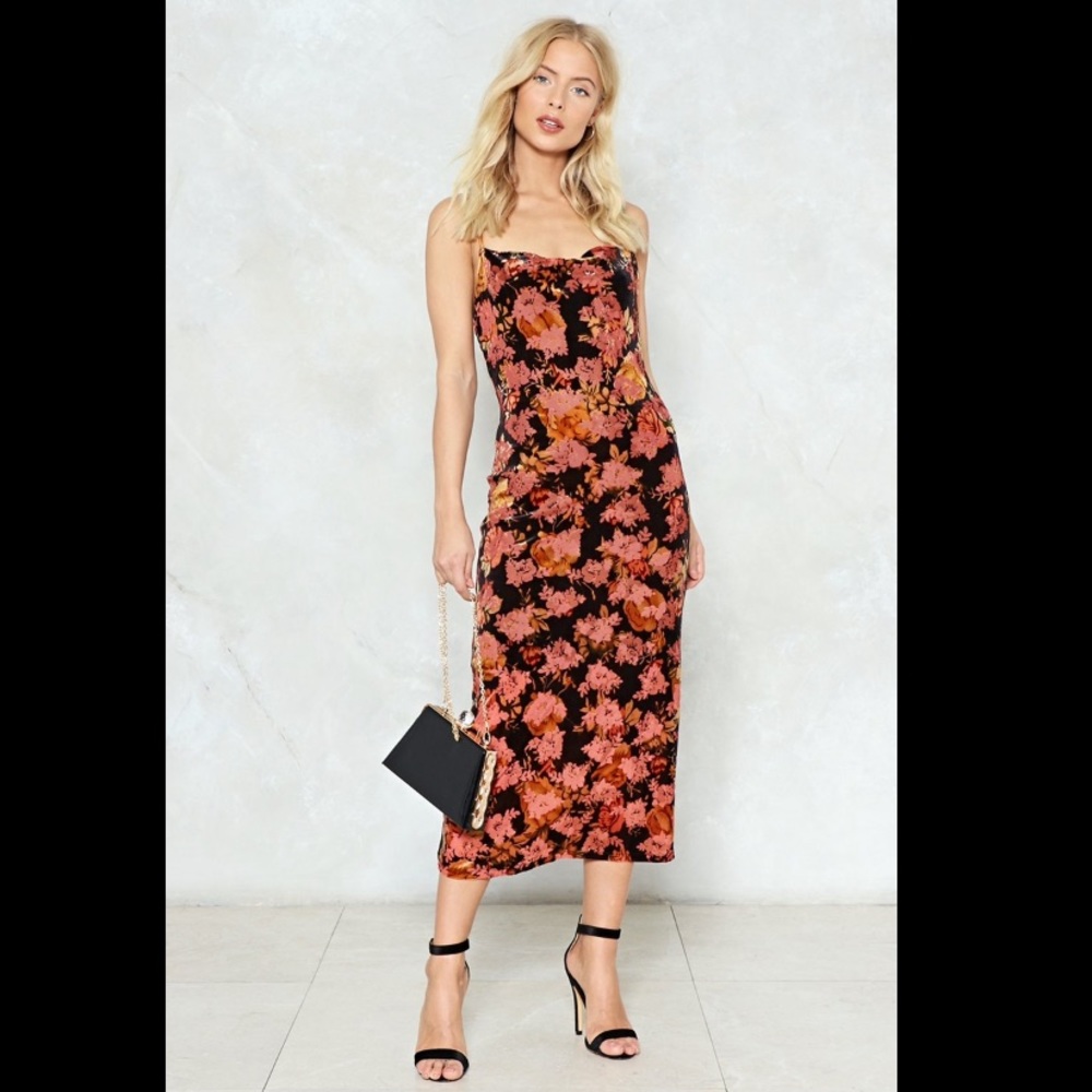 Floral Burnout Velvet Dress
